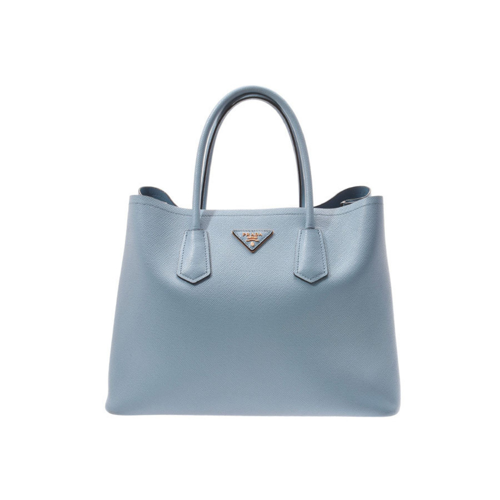 Prada Double Bag Blue Saffiano Leather Tote Card